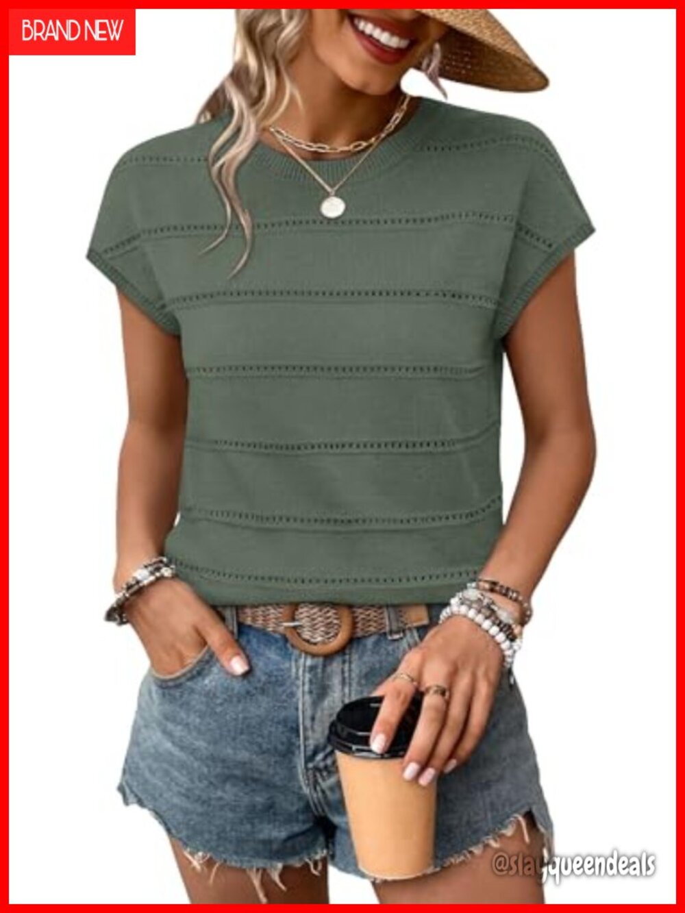 Womens Lightweight Knit Sweater Cap Sleeve Hollow Out Pullover Top